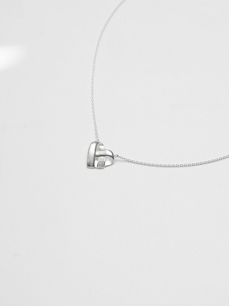 Simply Silver Silver Recycled Knotted Heart Pendant Necklace - Image 1 of 2