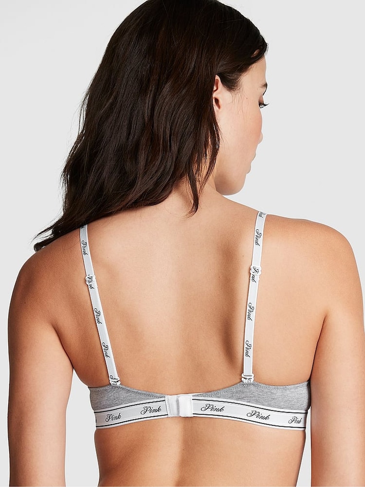 Grijs gemêleerd - Victoria's Secret roze katoenen beha met logo - Image 2 of 3