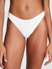 Victoria's Secret PINK Optic White Pointelle Cotton Thong Knickers - Image 1 of 3