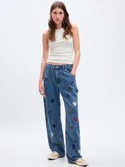 Gap Blue Unisex Sean Wotherspoon Washwell Embroidered Denim Carpenter Jeans - Image 3 of 4