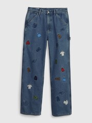Gap Blue Unisex Sean Wotherspoon Washwell Embroidered Denim Carpenter Jeans - Image 4 of 4