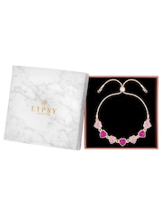 Lipsy Jewellery Gold Pink Heart Bracelet - Gift Boxed - Image 1 of 2