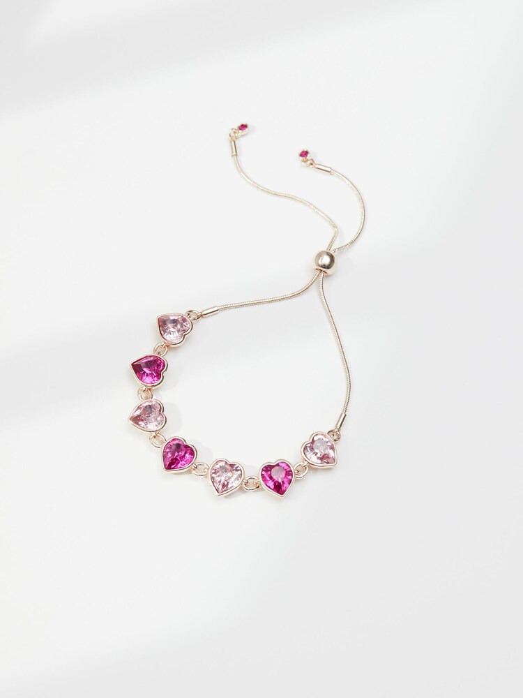 Lipsy Jewellery Gold Pink Heart Bracelet - Gift Boxed - Image 2 of 2 Lipsy Jewellery Gold Pink Heart Bracelet - Gift Boxed - Image 2 of 2