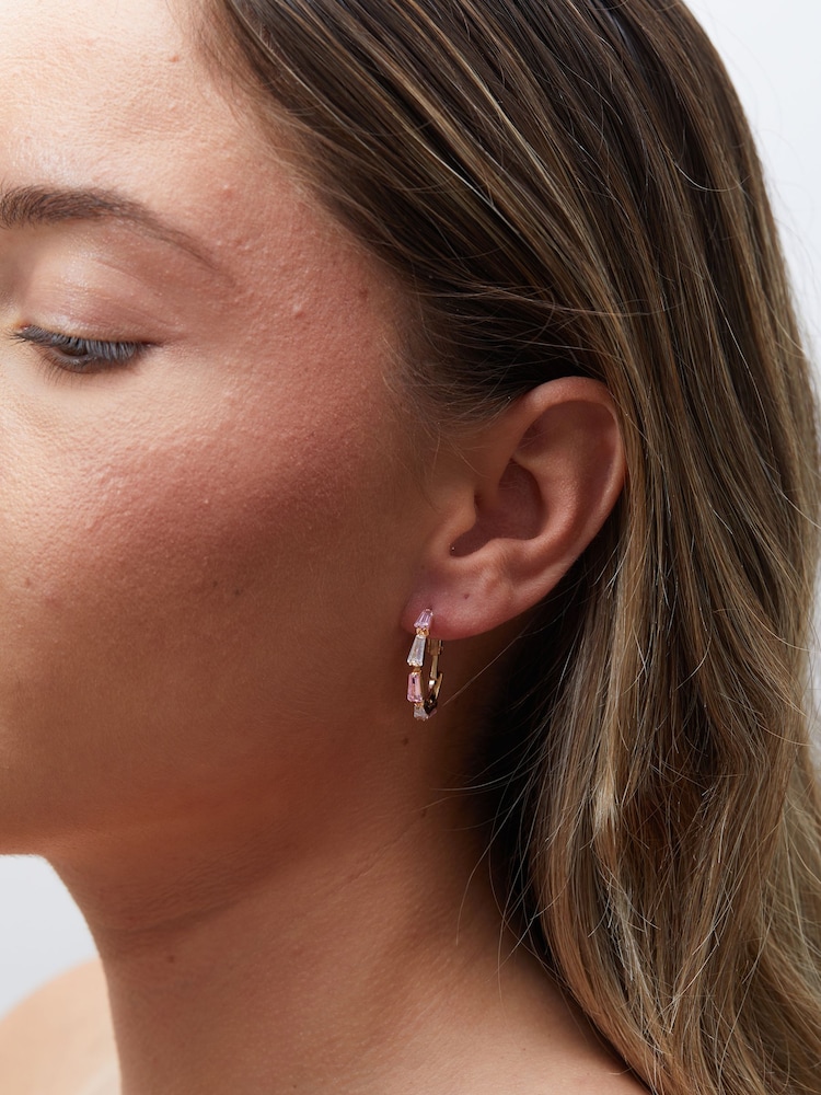 Lipsy Jewellery Black Tri Tone Stone Hoop Earrings - Pack of 3 - Image 4 of 4