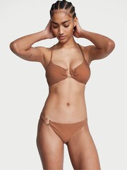 Victoria's Secret Toasted Sugar Brown Cross Over Shimmer Swim Bikini Top - Image 1 of 3