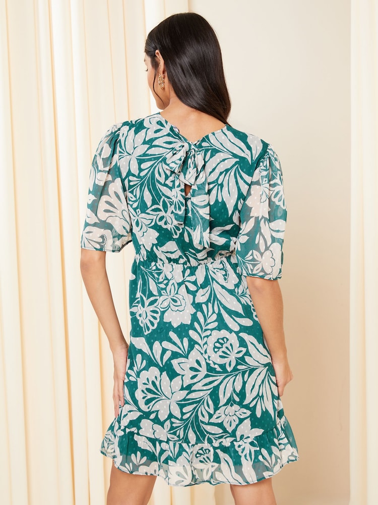 Friends Like These Green Flutter Sleeve Chiffon Mini Dress - Image 4 of 4 Friends Like These Green Flutter Sleeve Chiffon Mini Dress - Image 4 of 4