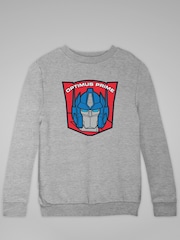 All + Every Heather Grey Transformers Optimus Prime Retro Red Badge Kids Sweatshirt - Image 2 of 3