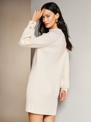 Lipsy Ivory White Long Sleeve Roll Neck Knitted Jumper Dress - Image 2 of 4