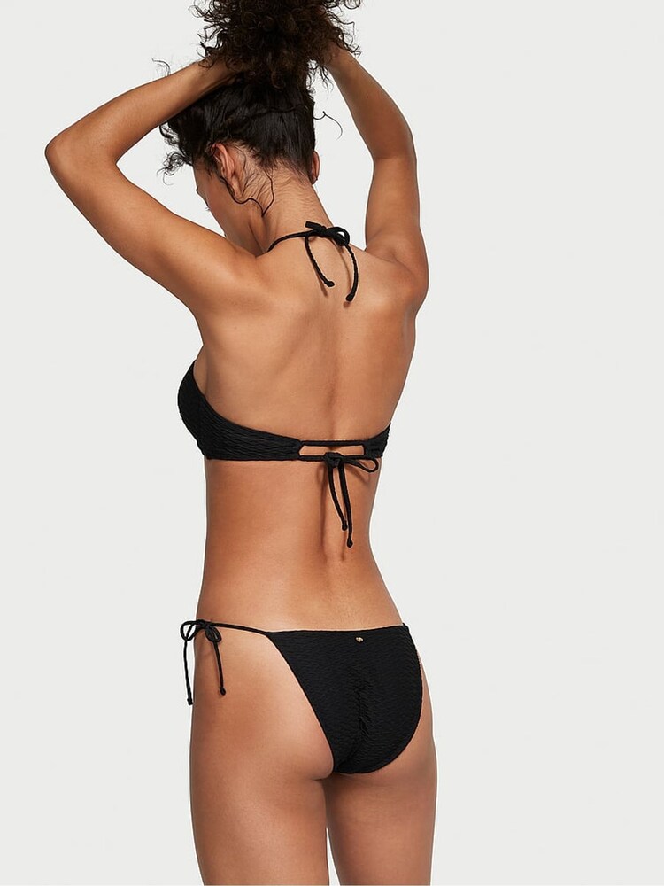 Victoria's Secret Black Fishnet Tie Side High Leg Swim Bikini Bottom - Image 2 of 4