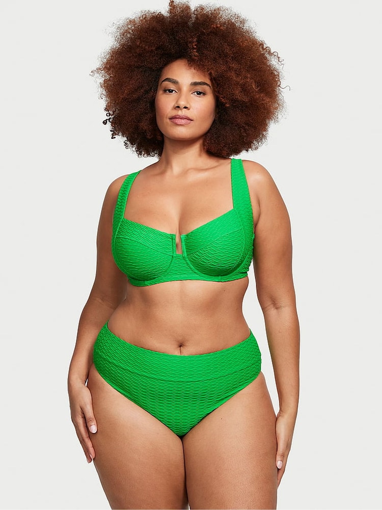 Victoria's Secret Green Fishnet Balcony Swim Bikini Top - Image 1 of 3