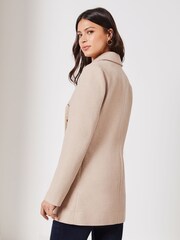 Lipsy Light Camel Hammered Button Dolly Coat - Image 3 of 4