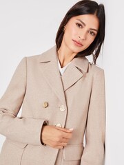 Lipsy Light Camel Hammered Button Dolly Coat - Image 4 of 4