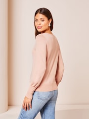 Lipsy Strickjacke mit Knopfleiste, Rundhalsausschnitt und Muschelsaum - Bild 2 von 4