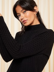 Friends Like These Black Cable High Neck Knitted Dress - Image 3 of 4