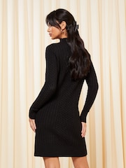 Friends Like These Black Cable High Neck Knitted Dress - Image 4 of 4