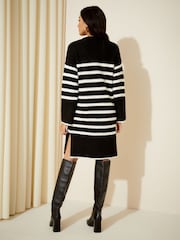 Friends Like These Black/White Striped Knitted Long Sleeve Jumper Dress - Image 4 of 4