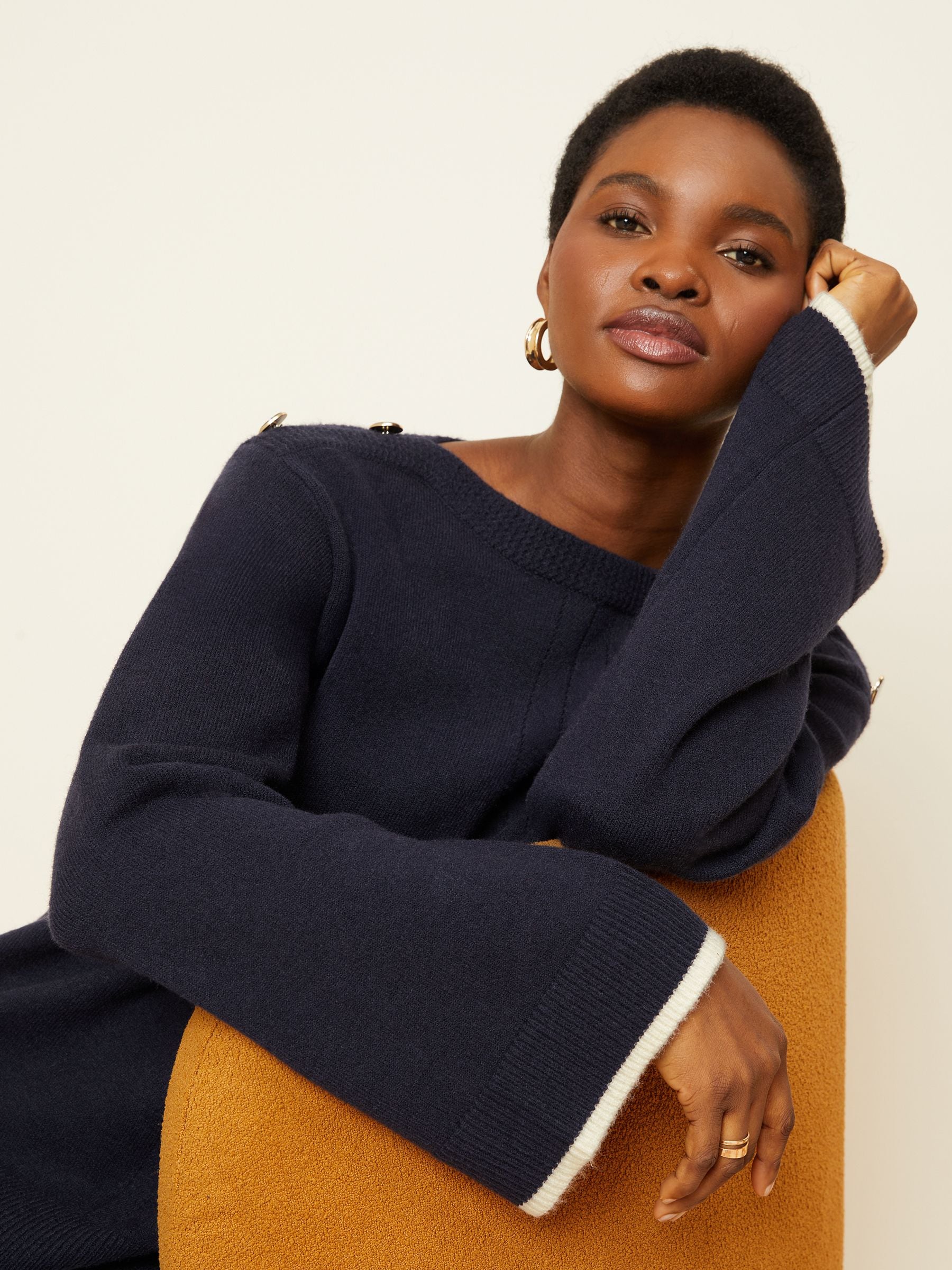 Buy Love Roses Navy Blue Petite Oversized Cosy Knitted Jumper from Next Luxembourg