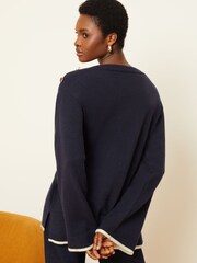Love & Roses Navy Blue Petite Oversized Cosy Knitted Jumper - Image 3 of 4