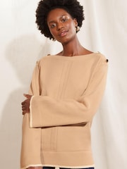 Love & Roses Camel Oversized Cosy Knitted Jumper - Image 1 of 4