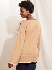 Love & Roses Camel Oversized Cosy Knitted Jumper - Image 3 of 4