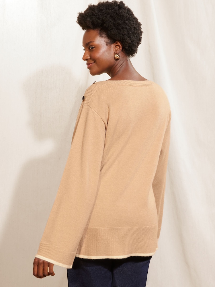 Love & Roses Camel Oversized Cosy Knitted Jumper - Image 3 of 4