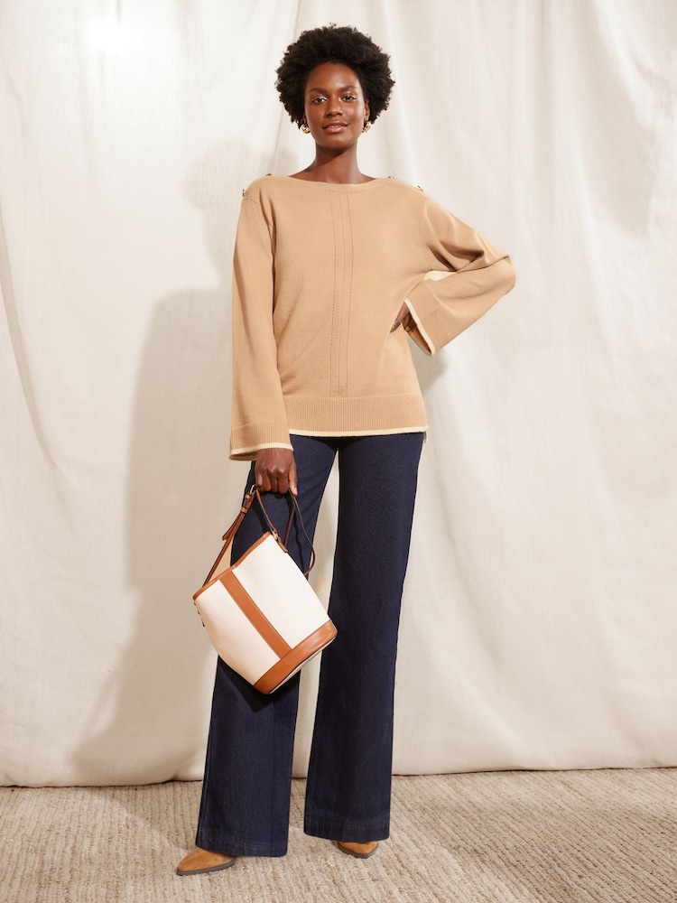 Love & Roses Camel Oversized Cosy Knitted Jumper - Image 4 of 4