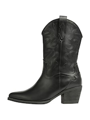 Lipsy Black Pull On Calf Pointed Western Heel Boot - Image 5 of 5