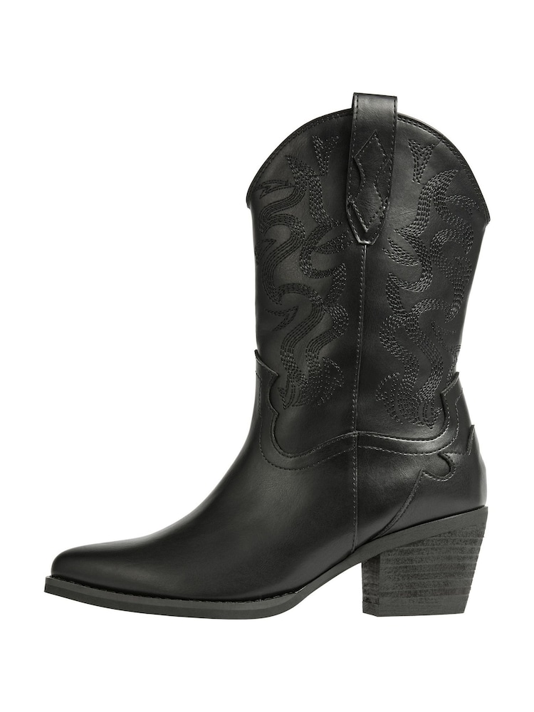 Lipsy Black Pull On Calf Pointed Western Heel Boot - Image 5 of 5