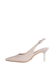 Lipsy Rose Gold Regular Fit Desire Mid Heel Pearl Wedding Slingback Court Shoes - Image 5 of 5