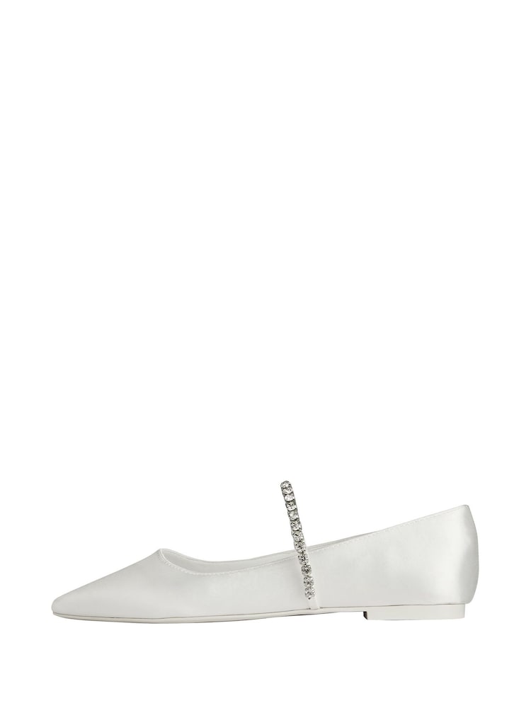 Lipsy White Forever Wedding Embellished Bridal Ballerina - Image 5 of 5