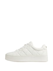 Lipsy White Wide Fit Chunky Quilted Lace Up Flatform Trainer - Image 5 of 5