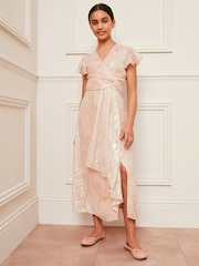 Lipsy Pink Teen Metallic Occasion Maxi Dress (10-16yrs) - Image 1 of 4