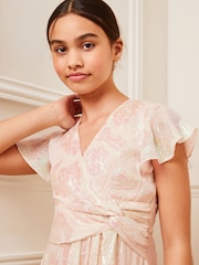 Lipsy Pink Teen Metallic Occasion Maxi Dress (10-16yrs) - Image 2 of 4
