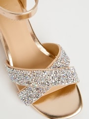 Lipsy Gold Low Block Heel Occasion Sandal - Image 3 of 3