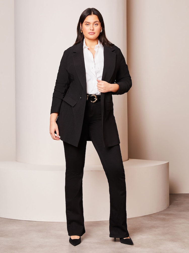 Lipsy Black Curve Jersey Ribbed Blazer - Image 4 of 4 Lipsy Black Curve Jersey Ribbed Blazer - Image 4 of 4