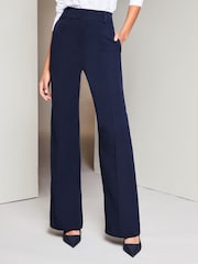 Lipsy Navy Blue Wide Leg Woven Smart Trousers - Image 1 of 4
