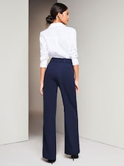 Lipsy Navy Blue Wide Leg Woven Smart Trousers - Image 2 of 4
