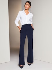 Lipsy Navy Blue Wide Leg Woven Smart Trousers - Image 4 of 4