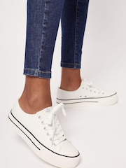 Lipsy White Wide Fit Flatform Lace Up Canvas Chunky Trainer - Image 2 of 4