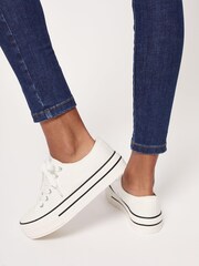 Lipsy White Wide Fit Flatform Lace Up Canvas Chunky Trainer - Image 3 of 4