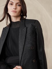 Banana Republic Black Luci Metallic Pinstripe Blazer - Image 4 of 5