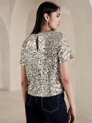 Banana Republic Gold Alina Sequin Top - Image 2 of 5