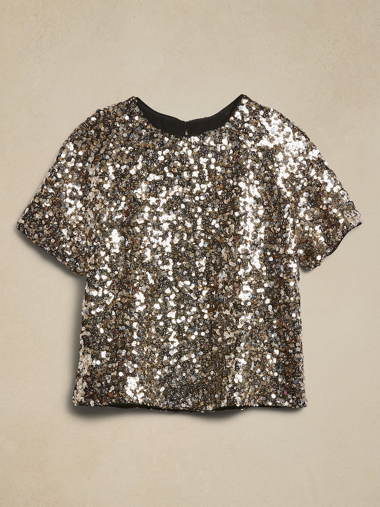 Banana Republic Gold Alina Sequin Top - Image 5 of 5