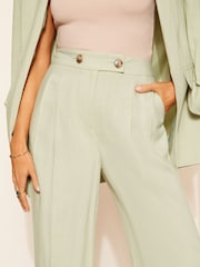 Friends Like These Green Wide Leg Trousers with Linen - Image 2 of 4