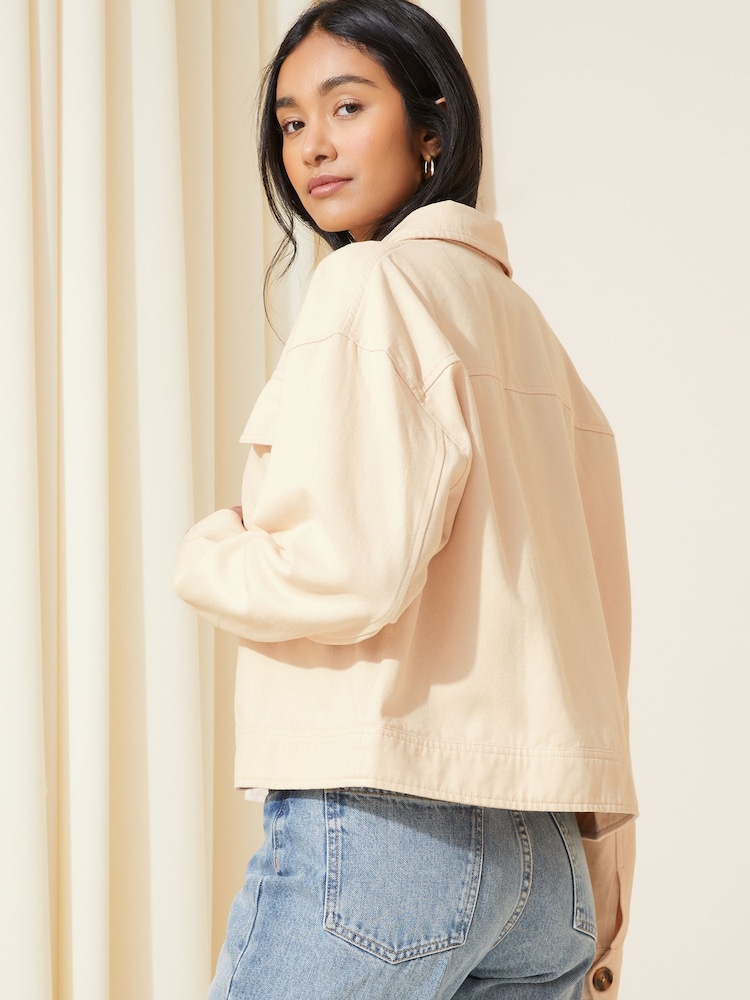Friends Like These Ecru Cream Cropped Utility Jacket - Image 4 of 4