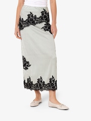 Amy Lynn Green Verona Stripe Satin Lace Contrast Maxi Skirt - Image 4 of 8