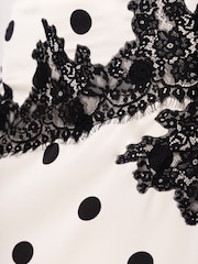 Amy Lynn Black Verona Contrast Polka Dot Satin Lace Midi Skirt - Image 4 of 4