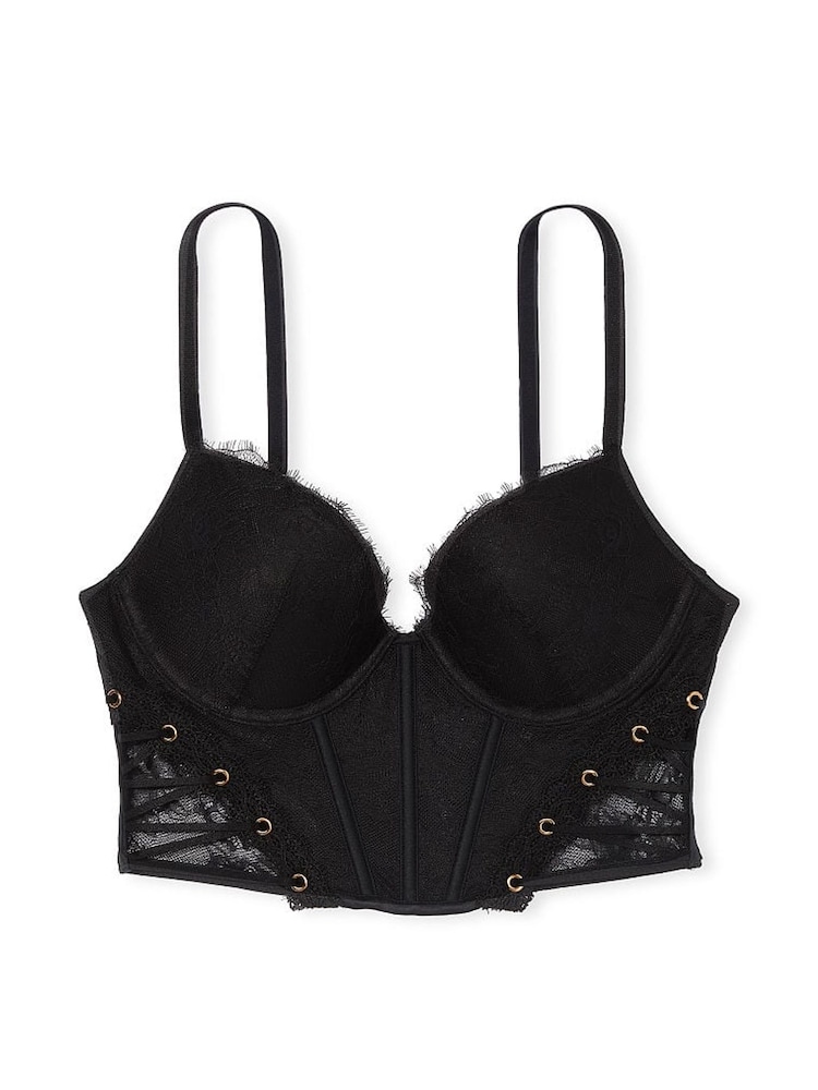 Victoria's Secret Black Lace Push Up Eyelet Corset Bra Top - Image 3 of 3