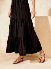 Lipsy Black Jersey Belted V Neck Tiered Maxi Dress - Image 4 of 4
