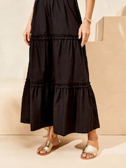 Lipsy Black Shirred Bandeau Strapless Hybrid Summer Maxi Dress - Image 4 of 4
